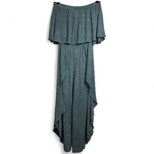Audrey 3+1 Strapless Tube Jumpsuit Small Boho Flowy High Low Overlay Teal